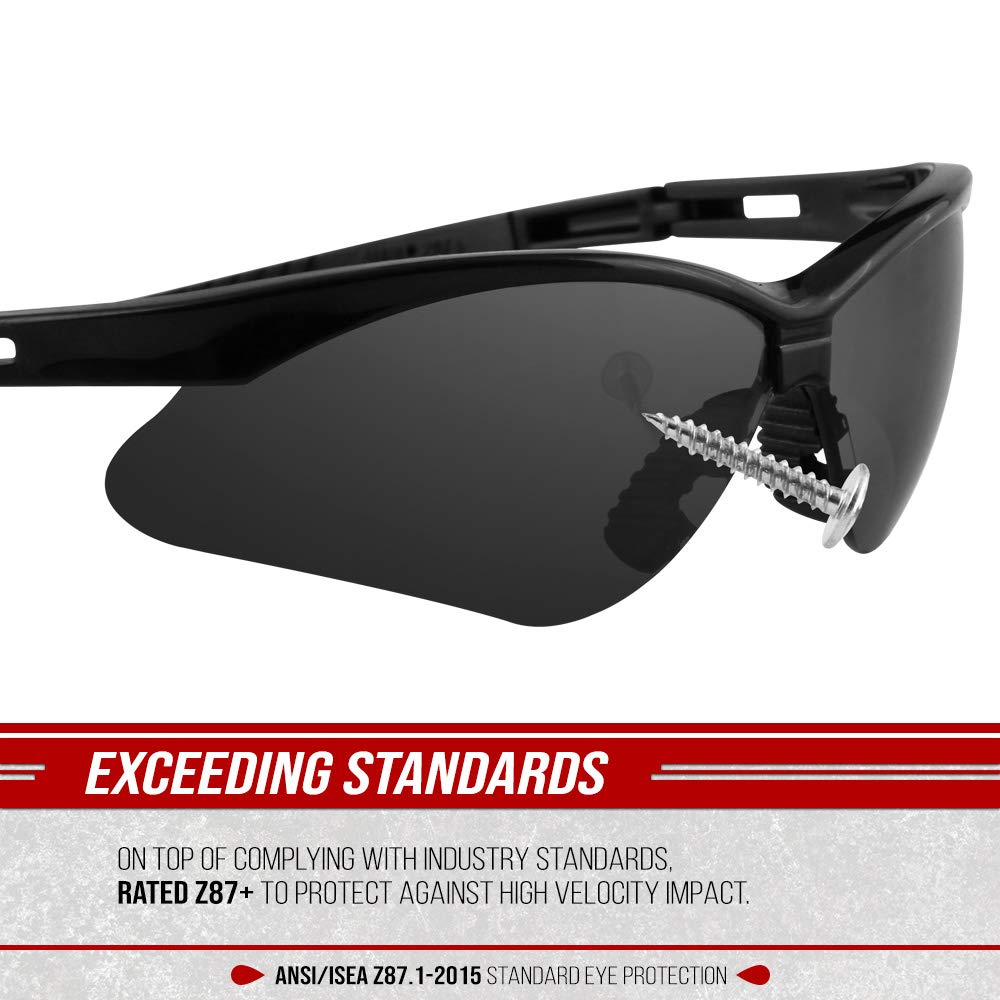 Glove Station Optic Max - Gafas de seguridad para hombres y mujeres, antivaho y resistentes a los arañazos, protección ocular para disparo, caza y construcción, marco flexible, 12 pares