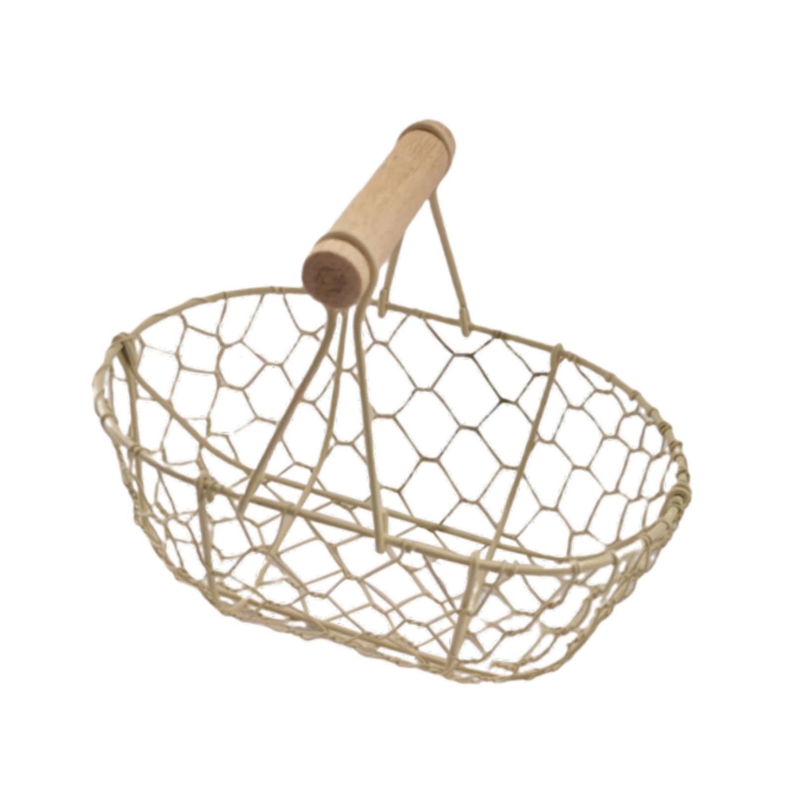 YIXANNX Chic Wire Basket Retro Desktop Vegetable Basket Accent Piece Enhancing Kitchen Organization While Serving Practical Functions Every Day Rust Gathering, White, 18x12x12.5cm