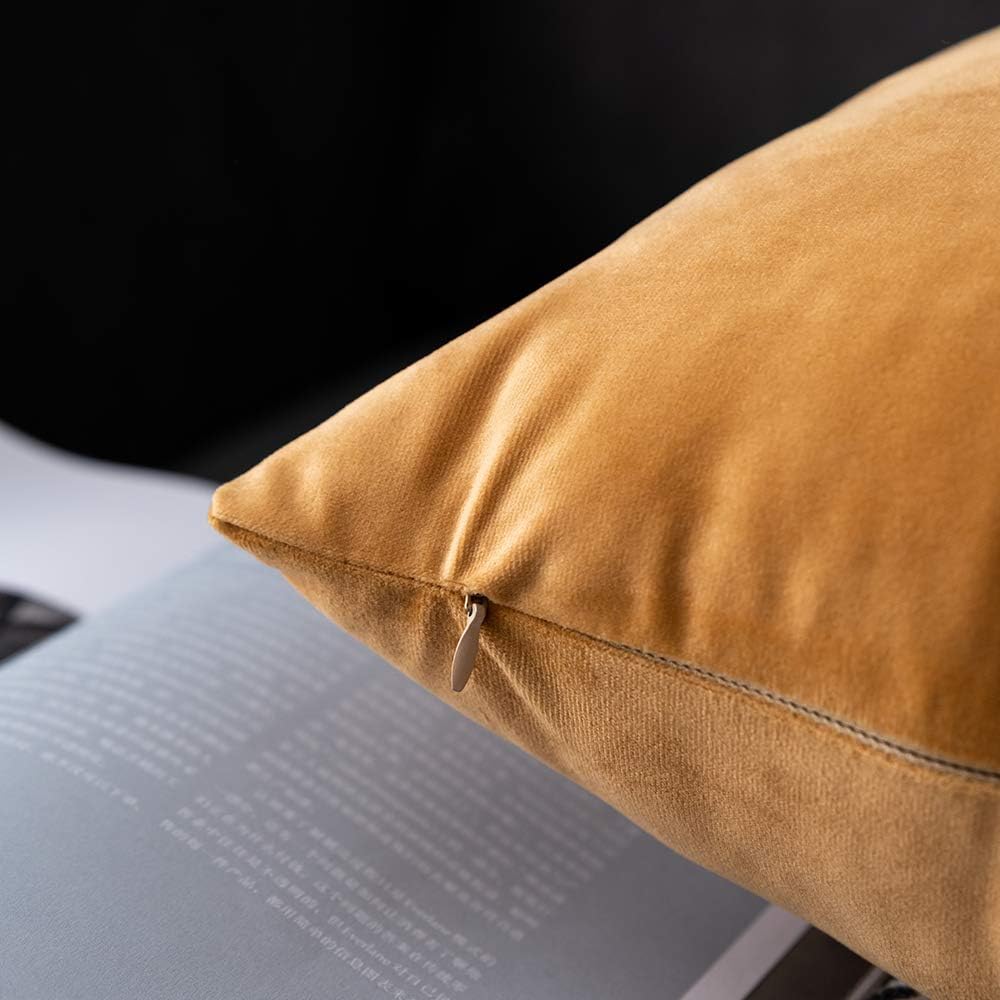 UPOPO Orange Velvet Throw Pillow Covers Square Soft Solid Decorative Oversize Pillowcase Set Cushion Case for Sofa Bedroom Office Chair 2 Pieces 26" x 26"