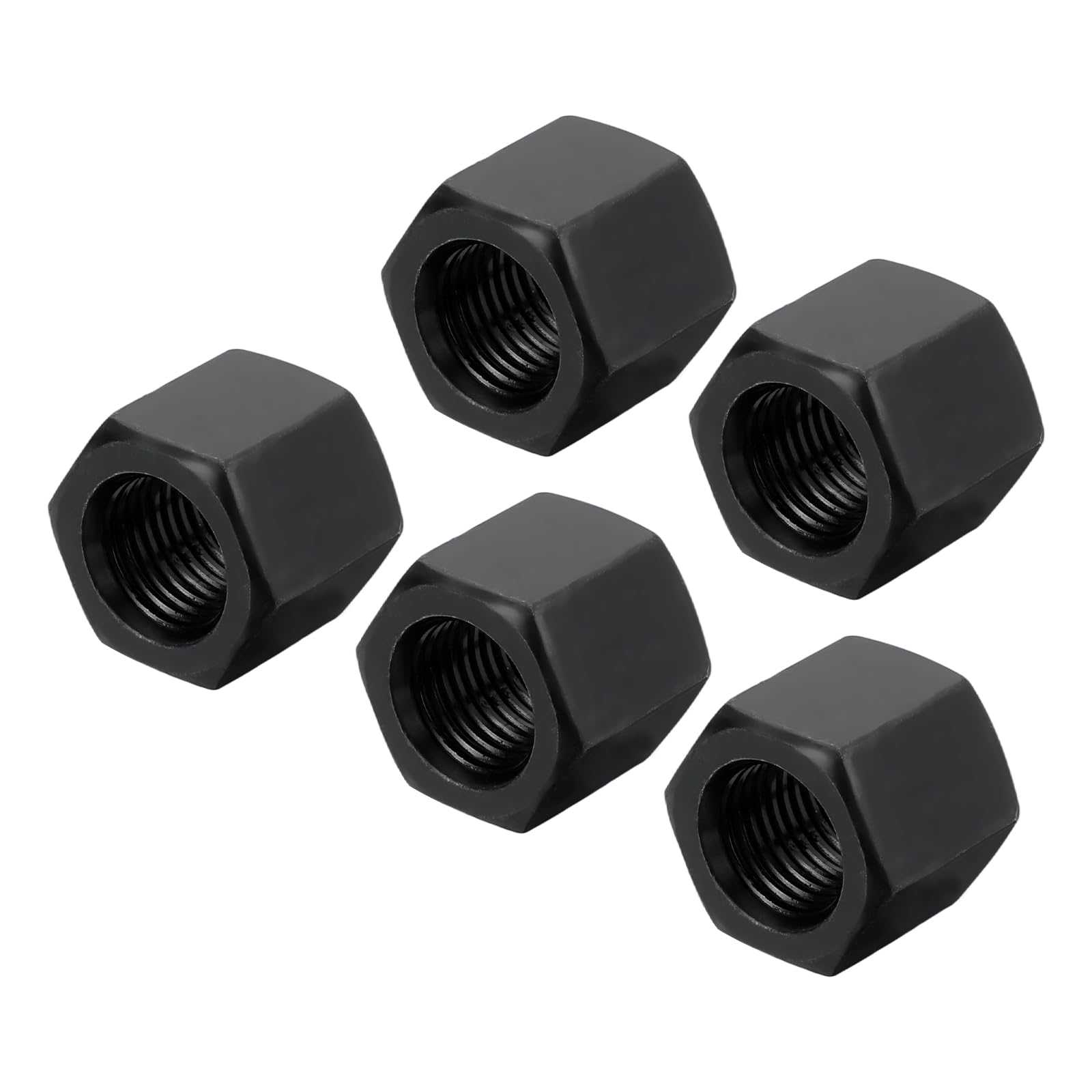 sourcing map M14 x 1.5mm Pitch Hex Coupling Nuts, 5Pcs 20mm/ 0.8" Length Grade 10.9 Carbon Steel Fully Threaded Rod Coupling Nut Stud Fine Thread Pipe Connector Fasteners, Black — image 1