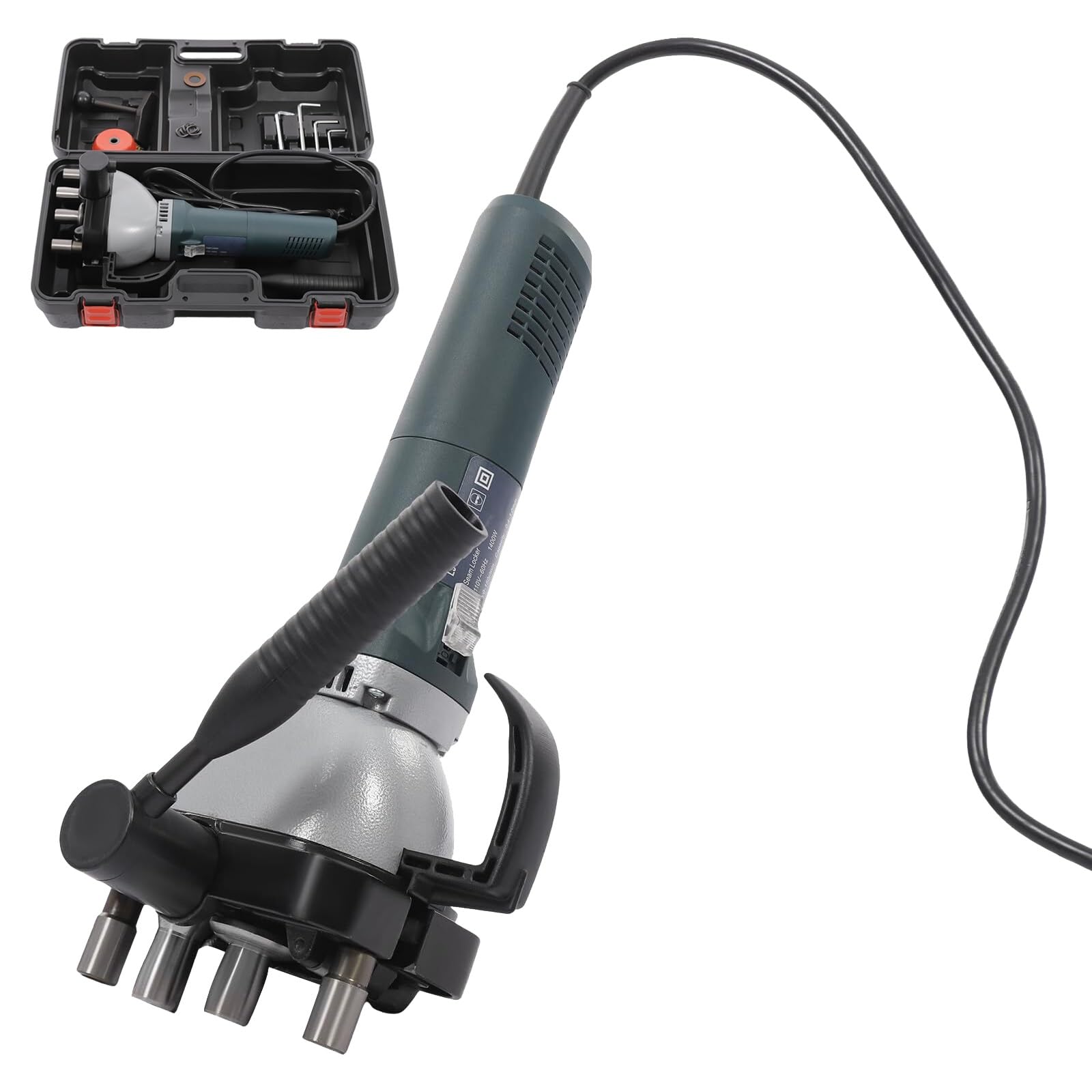 Máquina selladora de bordes de tuberías redondas y cuadradas, compactador de conductos de aire de 1400 W con caja de transporte, máquina prensadora de bordes de conductos eléctrica portátil(Thickness:
