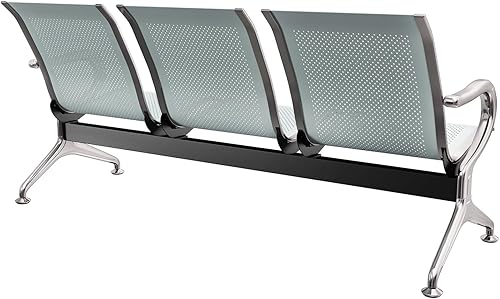 Miniatura 16 de KINTNESS Silla de recepción de espera, bancos, silla de oficina, sillas de sala de espera resistentes con brazos de 3 asientos alon Barber Bank Hall