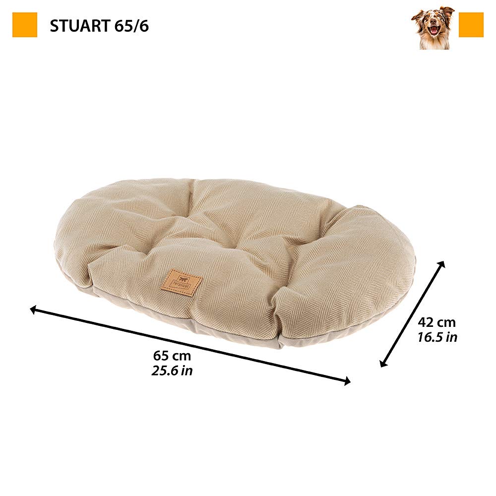 Ferplast Cuscino per cani e gatti STUART 65/6, Double-face, Tweed e soffice velluto, Lavabile, Marrone