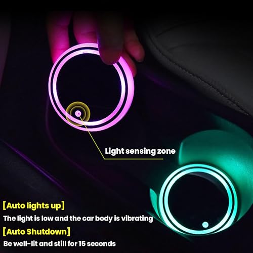 Miniatura 3 de Luces LED para portavasos, paquete de 2 posavasos para automóvil de 7 colores, alfombrilla de carga USB, almohadilla luminiscente, lámparas LED de