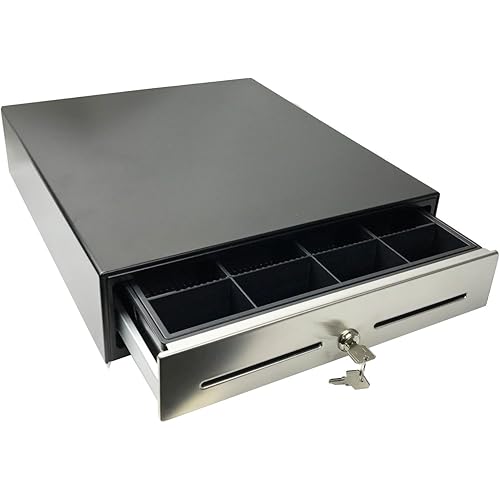 ANGEL POS 14" POS Cash Drawer with Stainless Steel Front Cash Register Till Draw Box