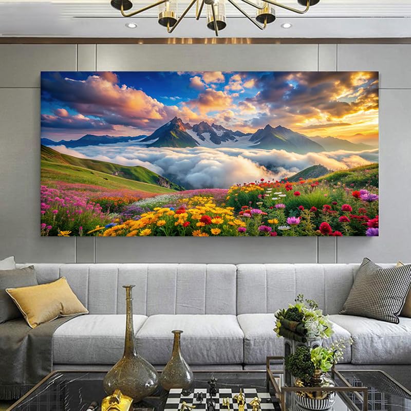 Tableau sur toile colorée AEFOUU 45x90 cm avec cadre inclus pour décoration