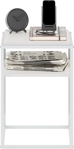 Miniatura 38 de Furinno JAYA - Juego de 2 mesas auxiliares ovaladas de diseño simple, nogal, marrón/negro (Walnut/Black),Americano/Cromo,Nuez