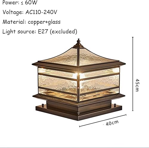 Miniatura 5 de CSSYKV Luces de poste de cobre para exteriores impermeables luces de pilar para exteriores estilo europeo luces de poste de puerta luces de camino