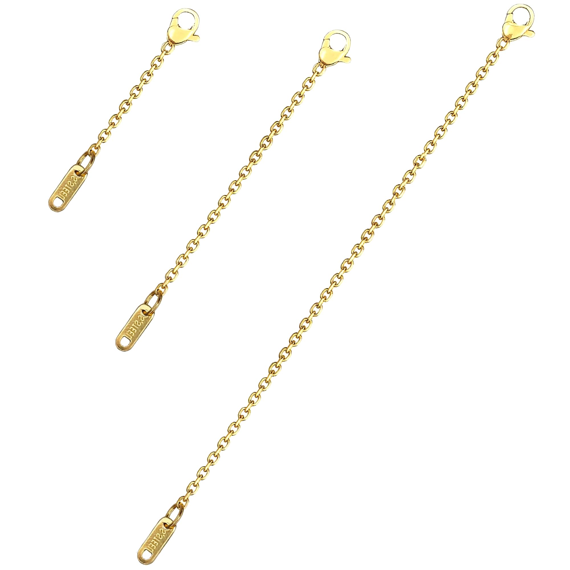 3 Pcs Necklace Extenders for Women, 2" 4" 6" 18k Gold Plated Chain Extenders for Necklaces, Gold Necklaces Bracelet Anklet Extender for Women Jewelry Making,