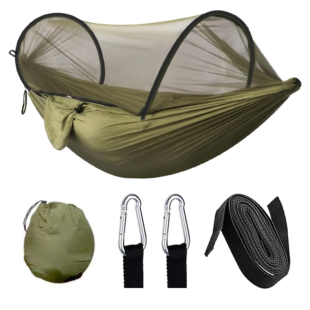 Hamaca con Mosquitera 260 x 140 cm - Camping, Exterior, Portátil, Acampada, Jardín - Capacidad de Carga de 300 kg