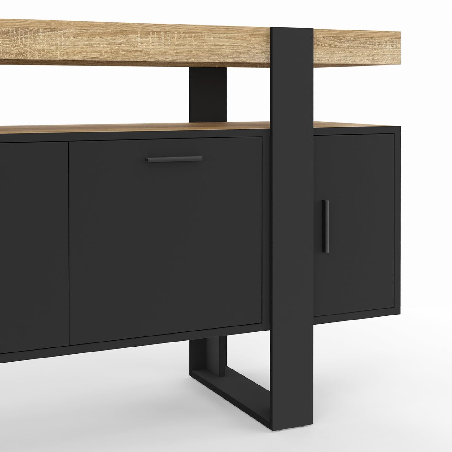 IDMarket Phoenix Phoenix - Aparador (140 cm, 4 puertas), color negro