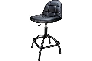 Performance Tool Pneumatic High Back Swivel Bar Stool with Back Support