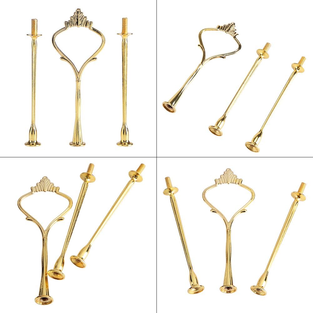 Cake Plate Stand Handle, Zinc Alloy Multi Tiers Fruit Cake Plate Stand Handle, for Wedding, Birthday Party, not Included Plate (Gold)