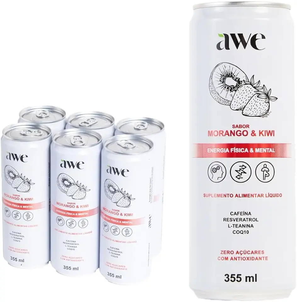 AWE Morango e Kiwi - Pack com 6 unidades - Lata 355 ml