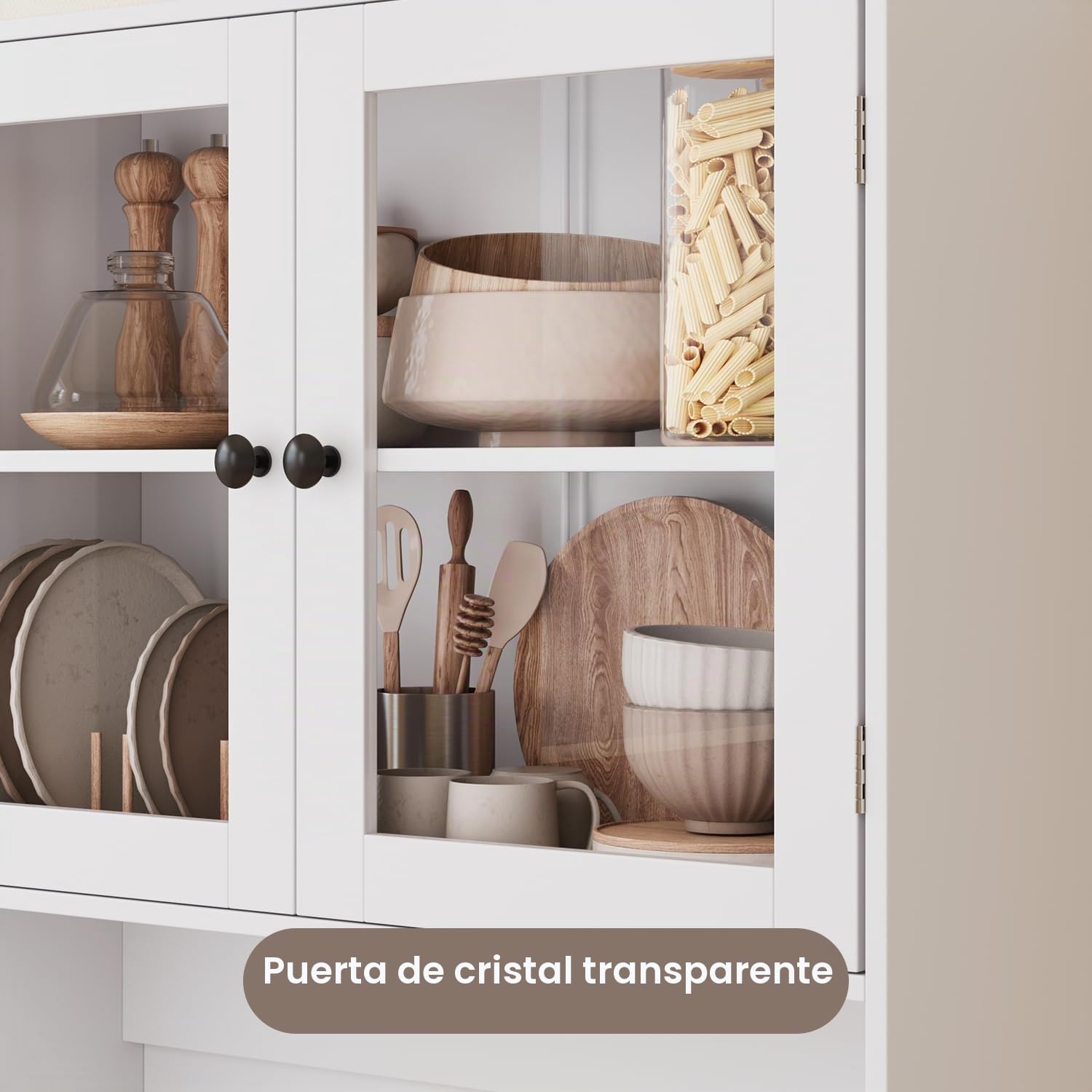 Xbro Armario de Cocina 180cm con Regleta y Tira de Luces LED y Encimera, Mueble Auxiliar de Cocina para Cocina, Comedor, Salón 73 x 40 x 180 cm, Blanco
