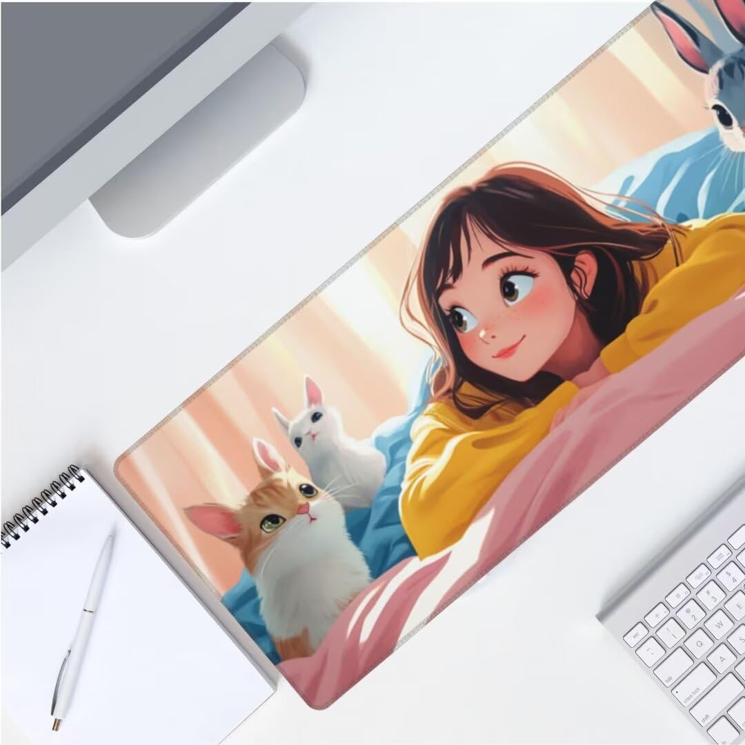 Podkładka pod mysz anime 150 x 60 cm, duża podkładka pod mysz, wodoodporna podkładka pod mysz księżniczki, XXL, gamingowa podkładka pod mysz z antypoślizgową gumową podstawą, podkładki pod mysz,