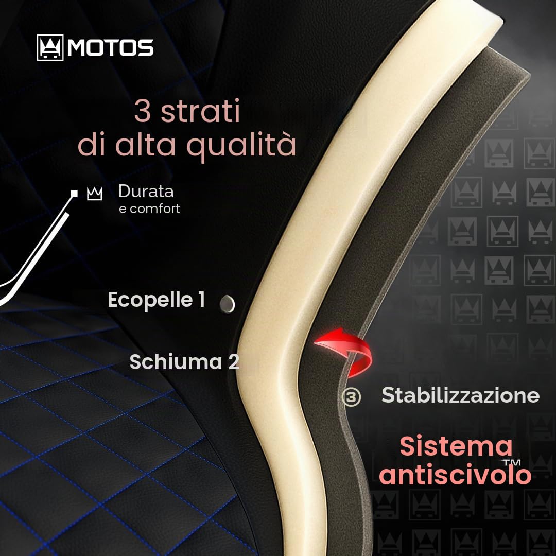 MOTOS Coprisedili universali Copri Sedile Auto per FORD Fiesta con Sistema Airbag Attivo, Materiale a Tre Strati, Look Elegante, Personalizzazione Perfetta, Applicazione Versatile per Automobilisti e