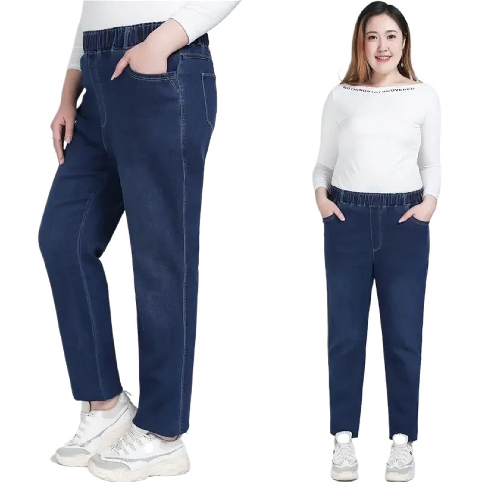 Vaqueros Mujer Pantalones Vaqueros elásticos Negros for Mujer, Talla 9XL, Holgados, de Talla Grande, for niña