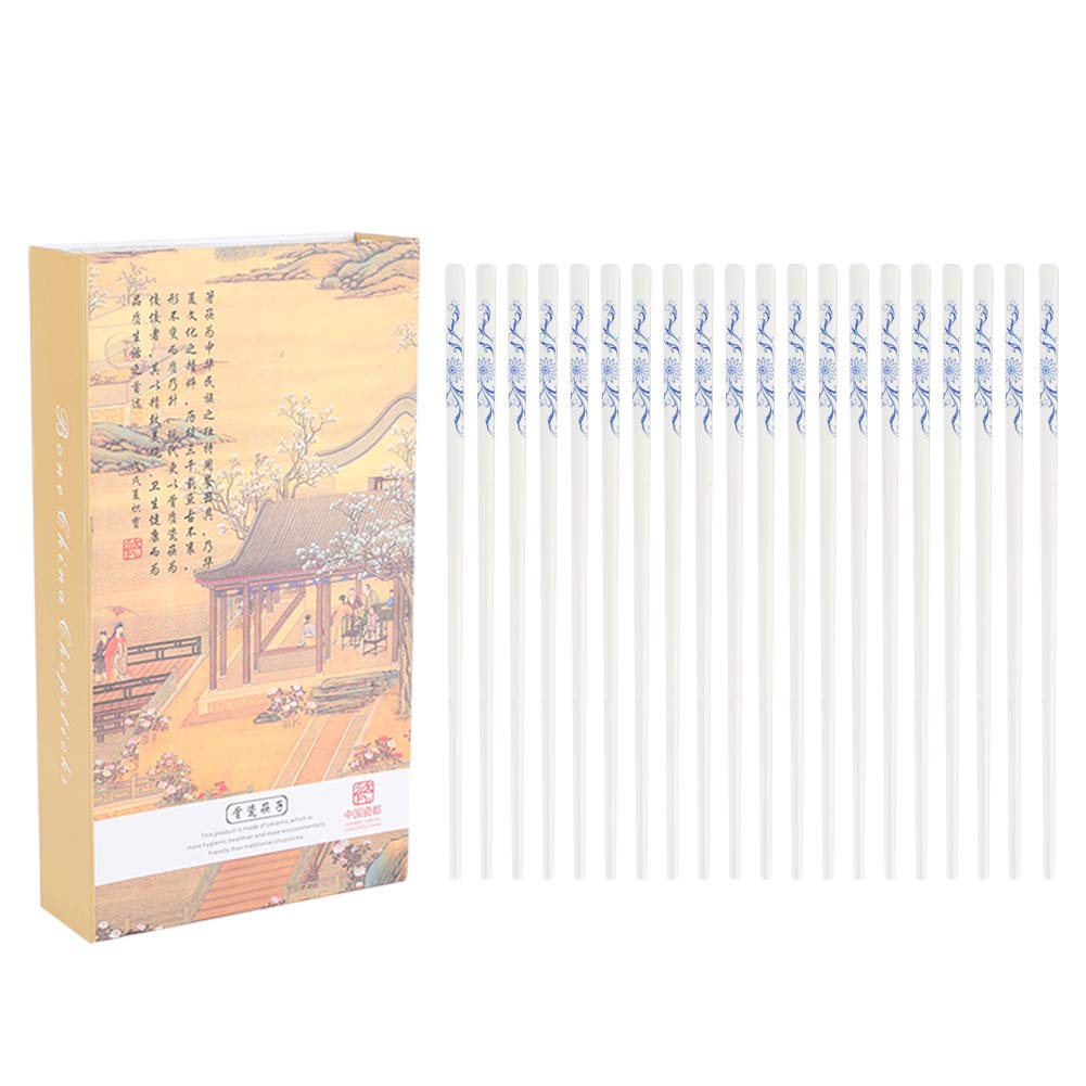Lot de 10 paires de baguettes réutilisables en céramique | Poignée texturée pour sushis/nouilles | Polissage lisse, de qualité alimentaire | Boîte cadeau pour maison/restaurant (orchidée)