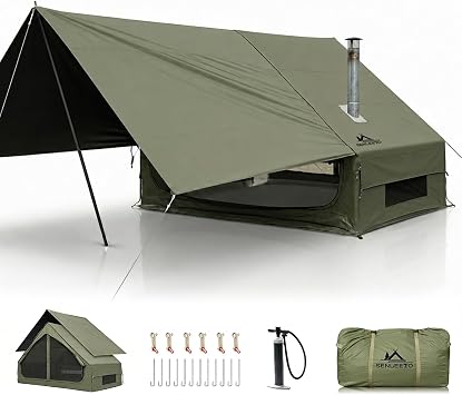 SENLEETO Inflatable Tents for Camping, Large Inflatable Camping Tent with Hand Pump, Easy Setup Tents for 4-6 People, Portable Glamping Tent