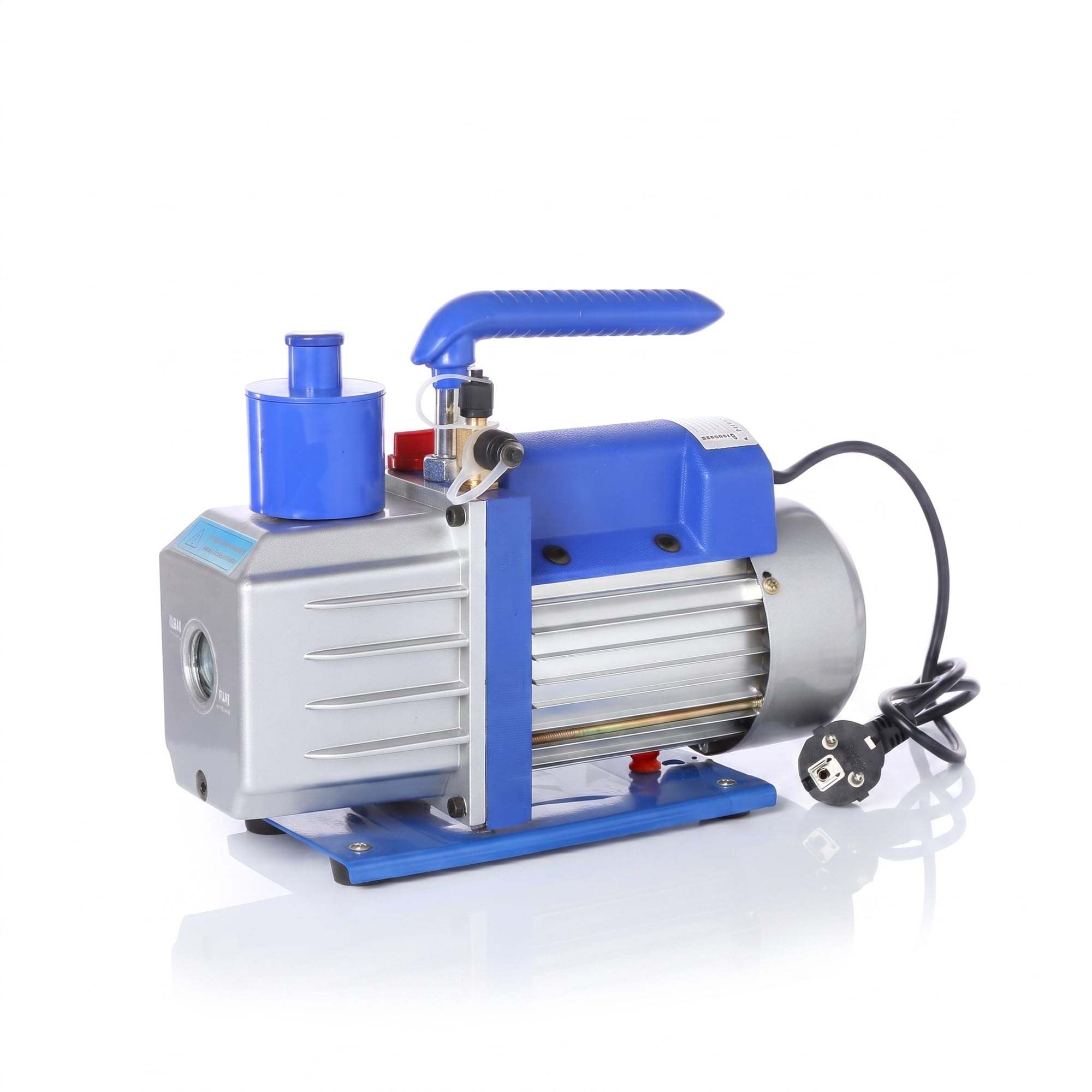 Mucola Vakuumpumpe Unterdruckpumpe für Klimaanlage 127 L/min 5 Pa 230 V | Rückschlagventil gegen Rückströmen, Aluminiumgehäuse leicht, Anschlüsse 1/4 und 3/8 Zoll, Ölbedarf 250 ml, für Kältetechnik