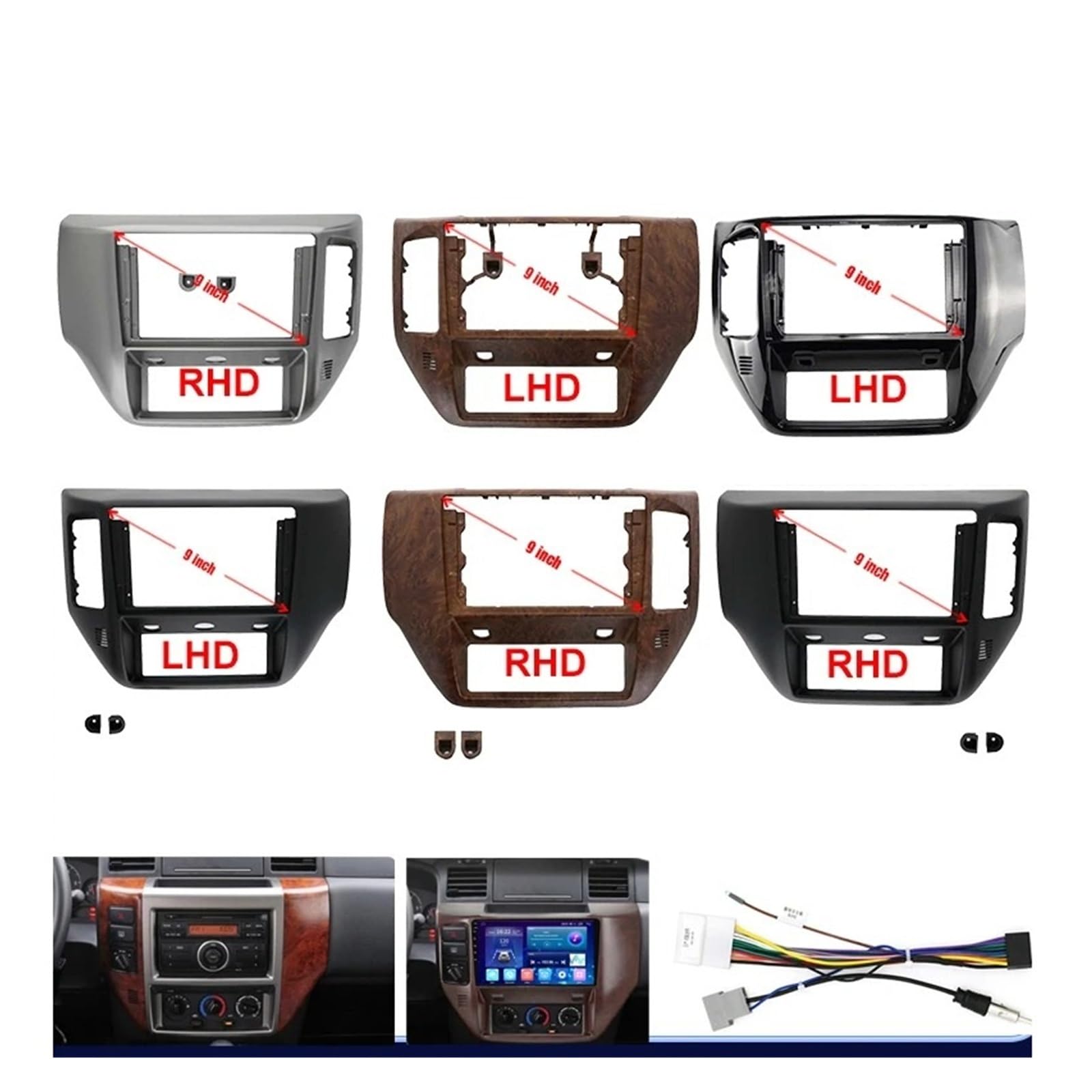 Mascherina Autoradio Cornice Stereo Auto 9 Pollici Telaio Fascia Adattatore Android GPS Lettore Stereo Radio Dash Kit Pannello per Nissan per Patrol 2004-2011 2012