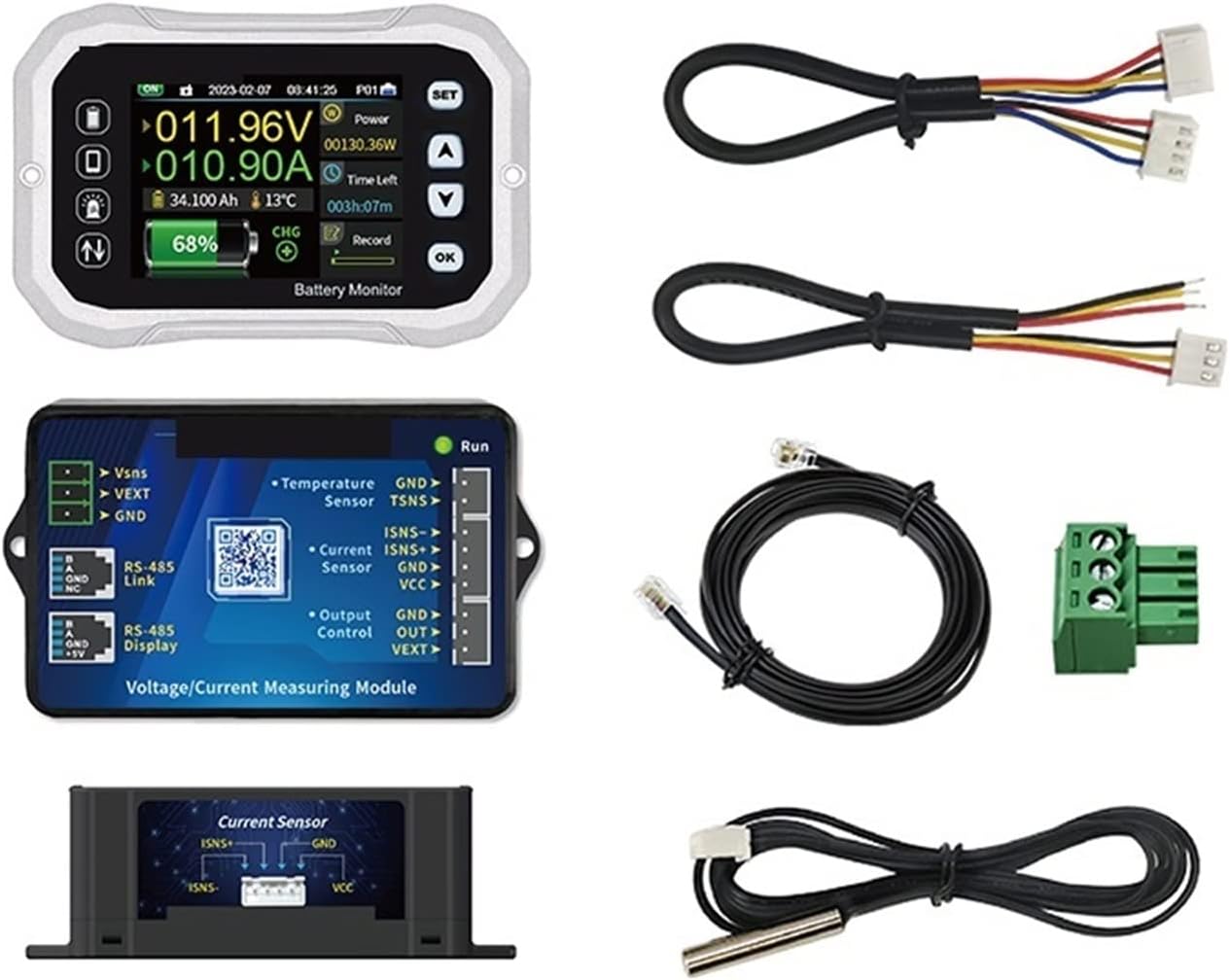 Circuit Breakers KH140F Battery Monitor 0-120V 400A Voltage Current Tester Capacity Indicator RV Battery VA Coulomb Meter Energy Meter(KH160F 0-120V 0-600A)