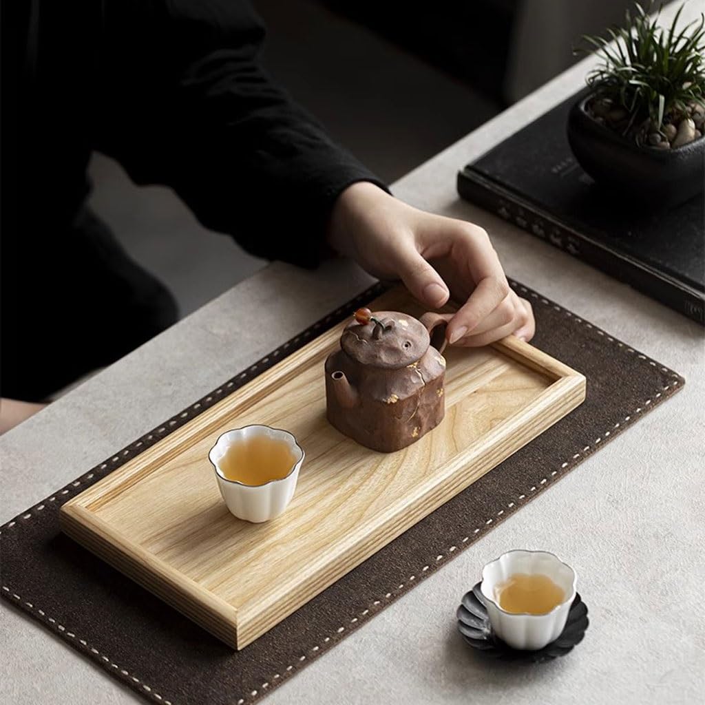 Bandeja de Madera Moderna para Servir: diseño Rectangular Sencillo para el hogar y la Sala de Estar, Ideal para té, Aperitivos y decoración. Bandeja pequeña versátil para Servir y exhibir.