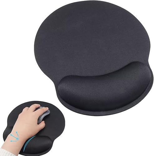 OOTDAY Alfombrilla de mouse ergonómica de 10 x 9 pulgadas con soporte de muñeca de gel, alfombrilla de mouse para juegos cómoda, base de goma