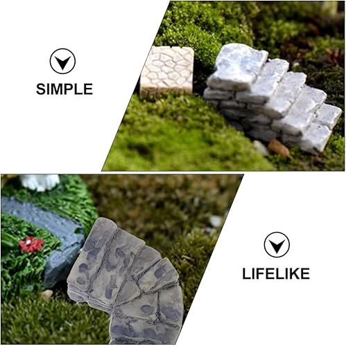 Miniatura 3 de Sewroro 10pcs Miniature Stone Steps Micro Resin Path Stairs Miniature Garden Stairs Accessories Micro Landscape Decoration