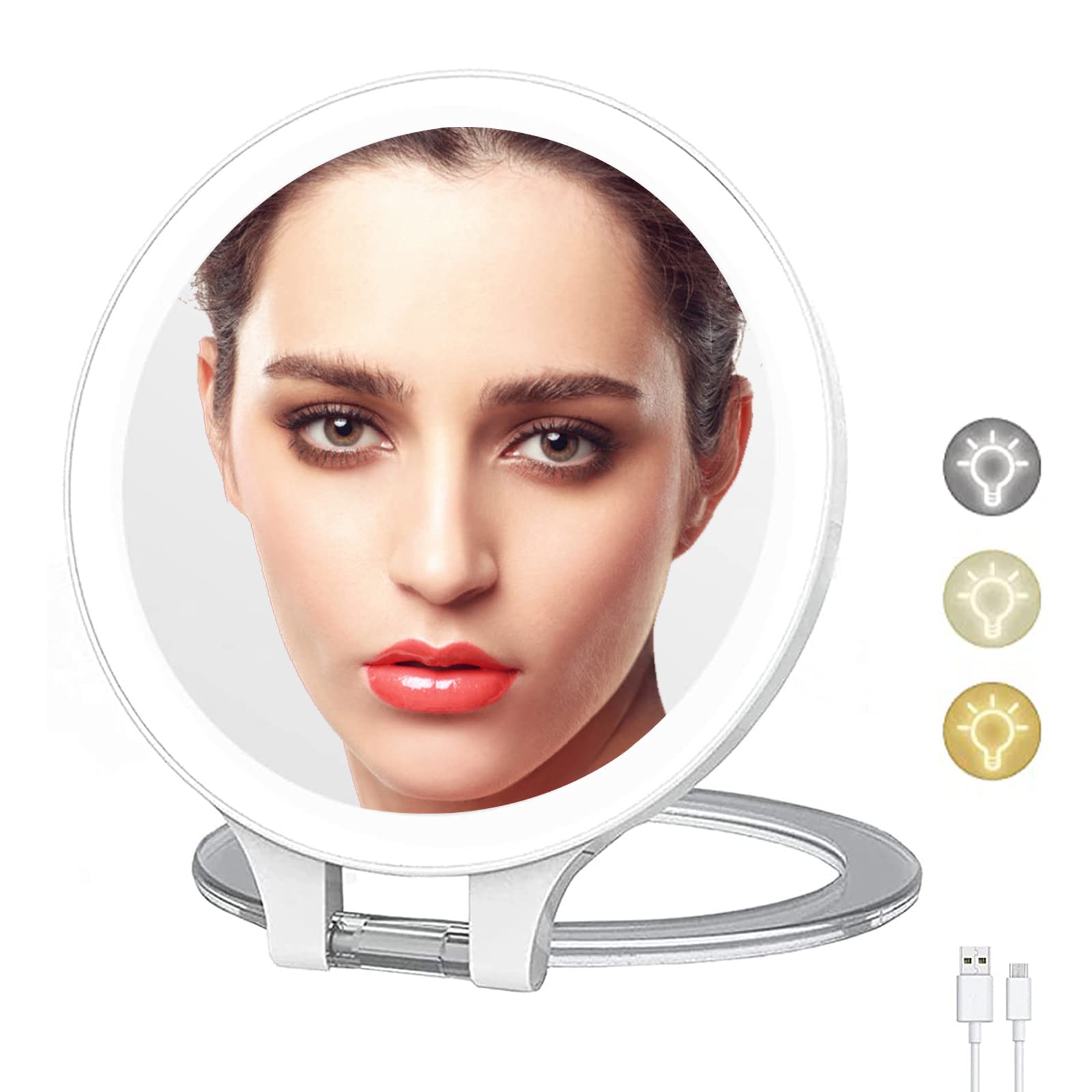 Photo 1 of THREE SHEEP Magnifying Mirror 10X/1X,Double Sided Tabletop Mirror,Cosmetic Mirror with Adjustable Folding Handle,Makeup Mirror for Travel,Tweezing, Blackhead and Comedone Removal-3 Colors Light Glass