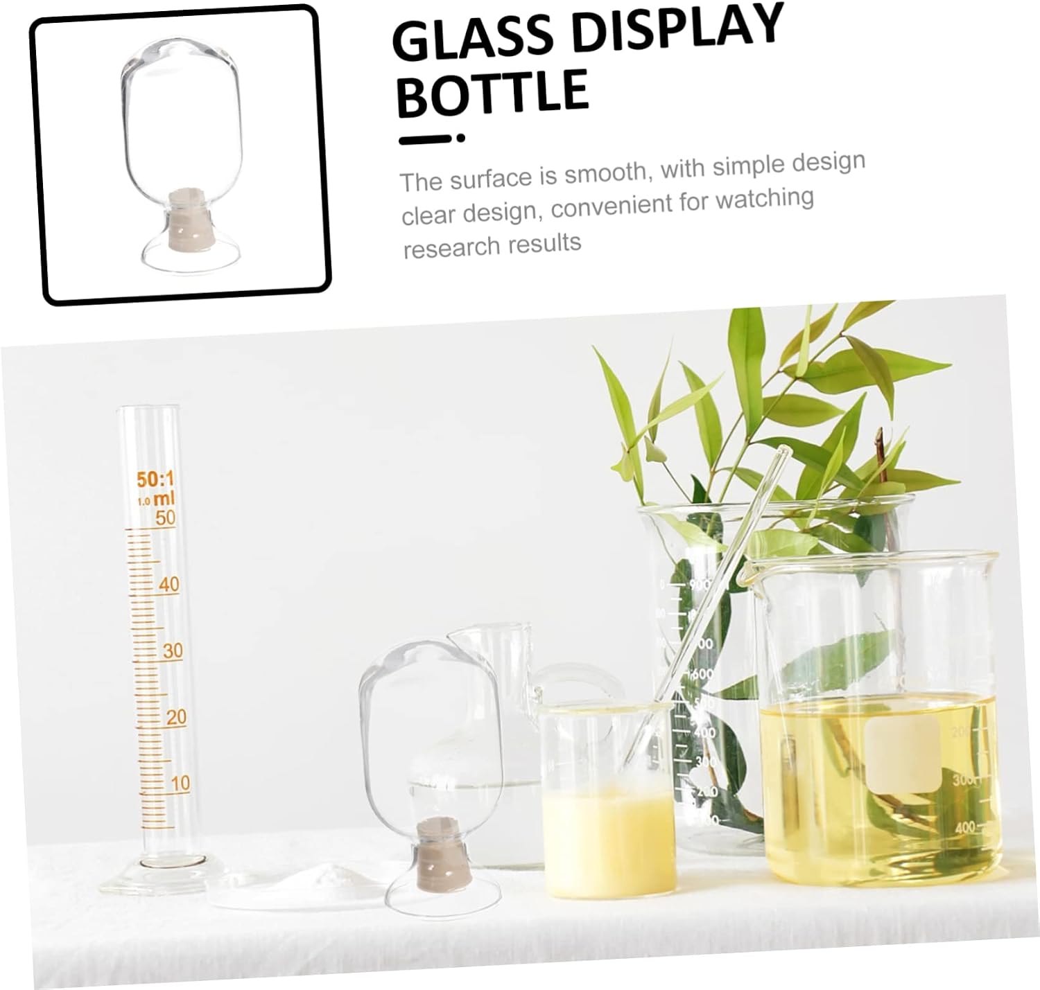 Levemolo Laboratory Glass Sample Bottle with Stopper Transparent Storage Container for Specimens and Granules Home Classroom and Scientific Use