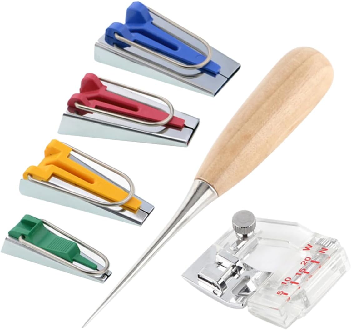 IWOWHERO 6pcs Bias Tape Maker Quilting Sewing Machine Tool Kit for Adults Basic Fabric Tape Maker