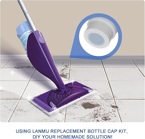 Miniatura 6 de LANMU Kit de tapa de botella de repuesto compatible con botellas de solución de limpieza Swiffer WetJet (paquete de 2 + 10 juntas de silicona)
