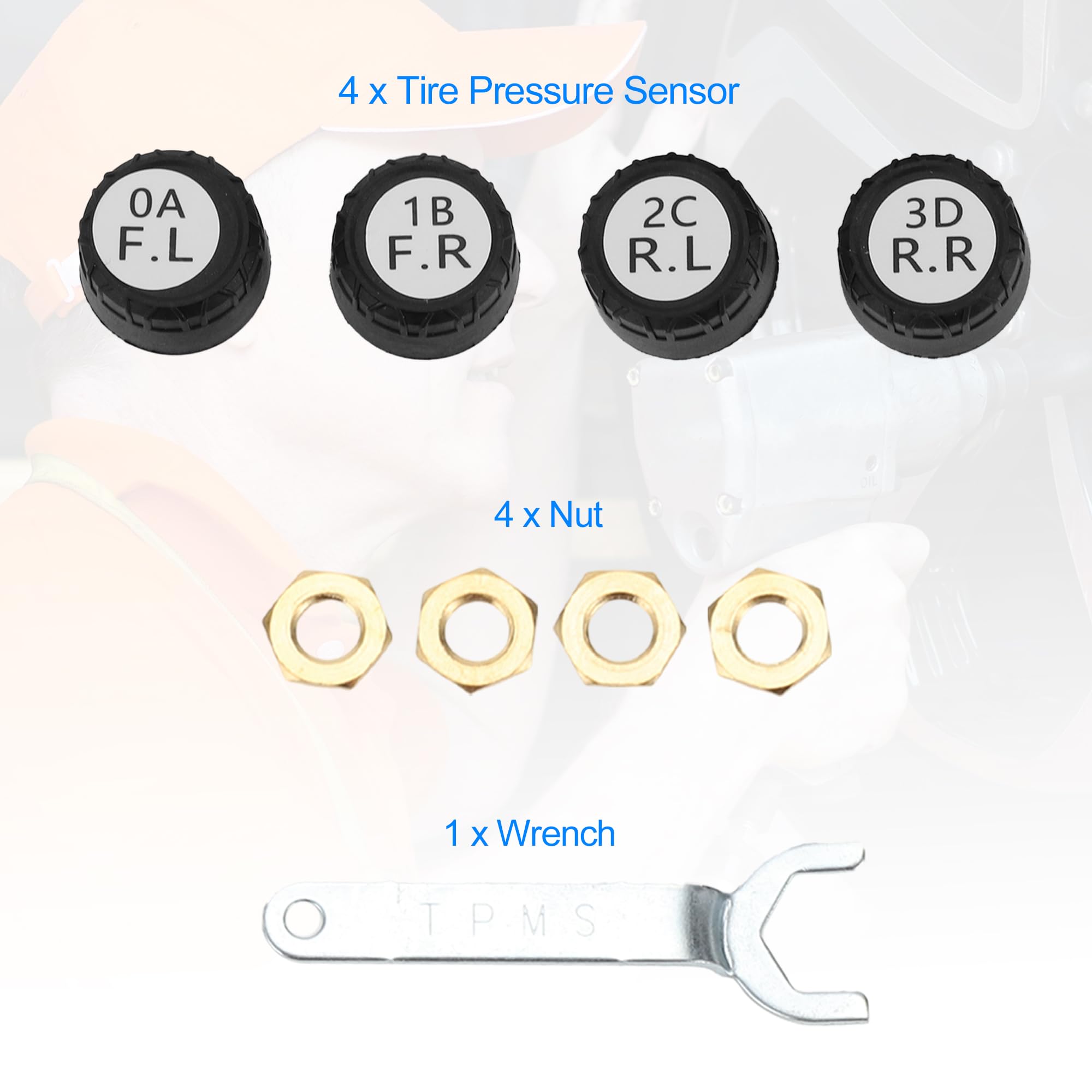 Zestaw czujników ciśnienia w oponach TPMS A ABSOPRO z systemem monitorowania ciśnienia w oponach dla nawigacji Android/iOS 433MHz sterowany aplikacją z 5 trybami alarmowymi