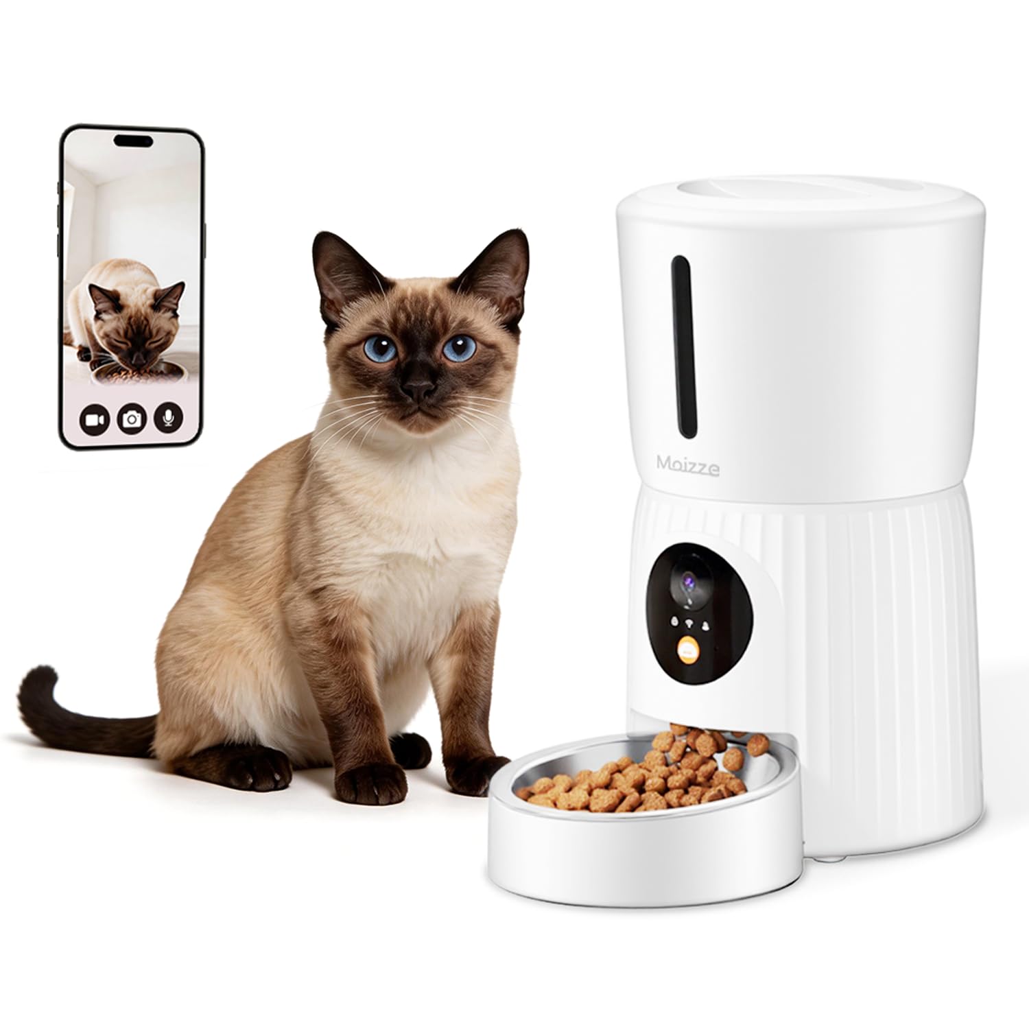 Amazon | Moizze 自動給餌器 カメラ付き 多機能 猫 犬 自動餌やり機 4L