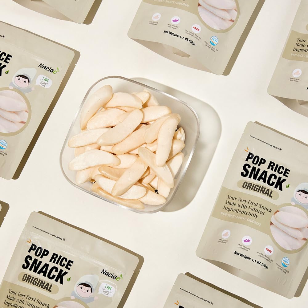 Naeiae Pop Organic Snack, Rice Puffs Teething Snack for Babies & Toddlers (100% Korean Rice, Naturally Gluten-Free, No Oil) Wholesome Baby Teether Food, Nutritious Finger Snacks for 6 Months to 2 Years, 5-Pack - Image 9