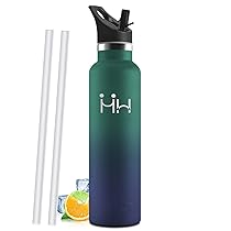 Mulbijeo Borraccia Termica 1 Litro, Senza BPA, Borraccia Termica, Sottovuoto a Doppia Parete, Bottiglia Termica, 18, 8 Acciaio Inox, Borracce Termiche, con Cannuccia, Termos per Palestra, Sport, Bici