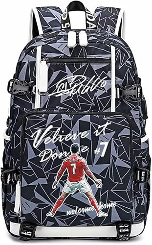 Jugador de fútbol 7 multifunción mochila viaje fútbol fans bolsa para hombres mujeres, Patrón gris - 4