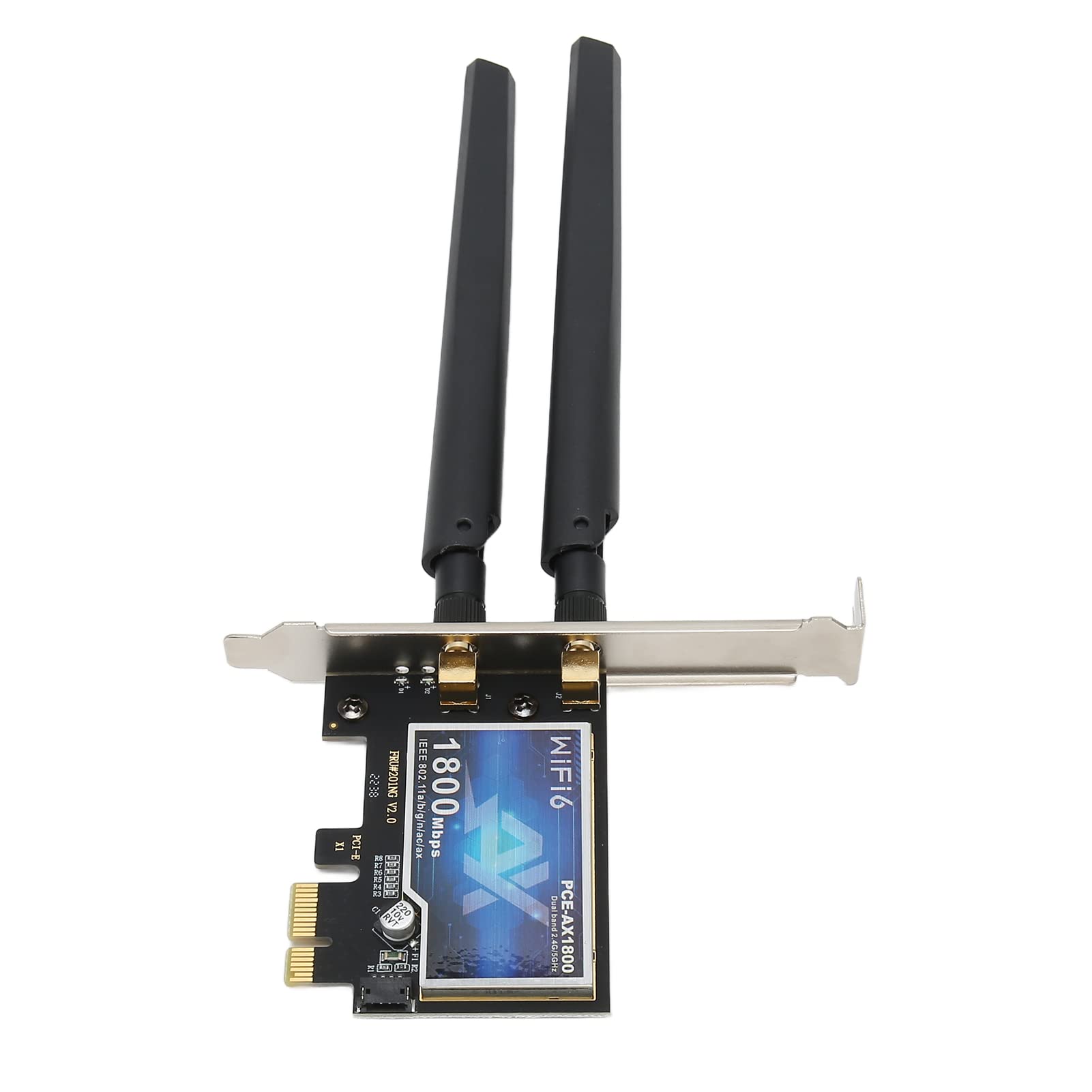 Carte PCIe WiFi 6E 1800 Mbps adaptateur réseau double bande BT 5.2 Plug and Play pour ordinateur de bureau avec 2 antennes et déflecteur court