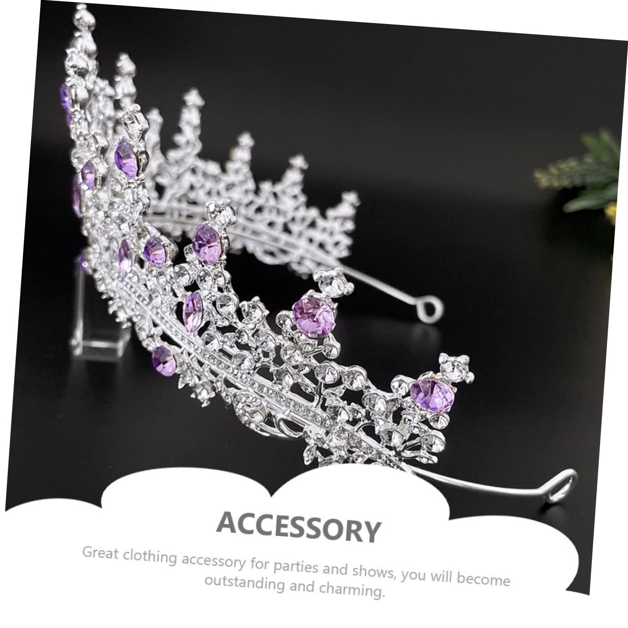PLAFOPE Bridal Tiara Crown Rhinestone Headband 7.09 Inch Wedding Hair Accessory Elegant Hair Decor for Brides and Girls Party - Image 4