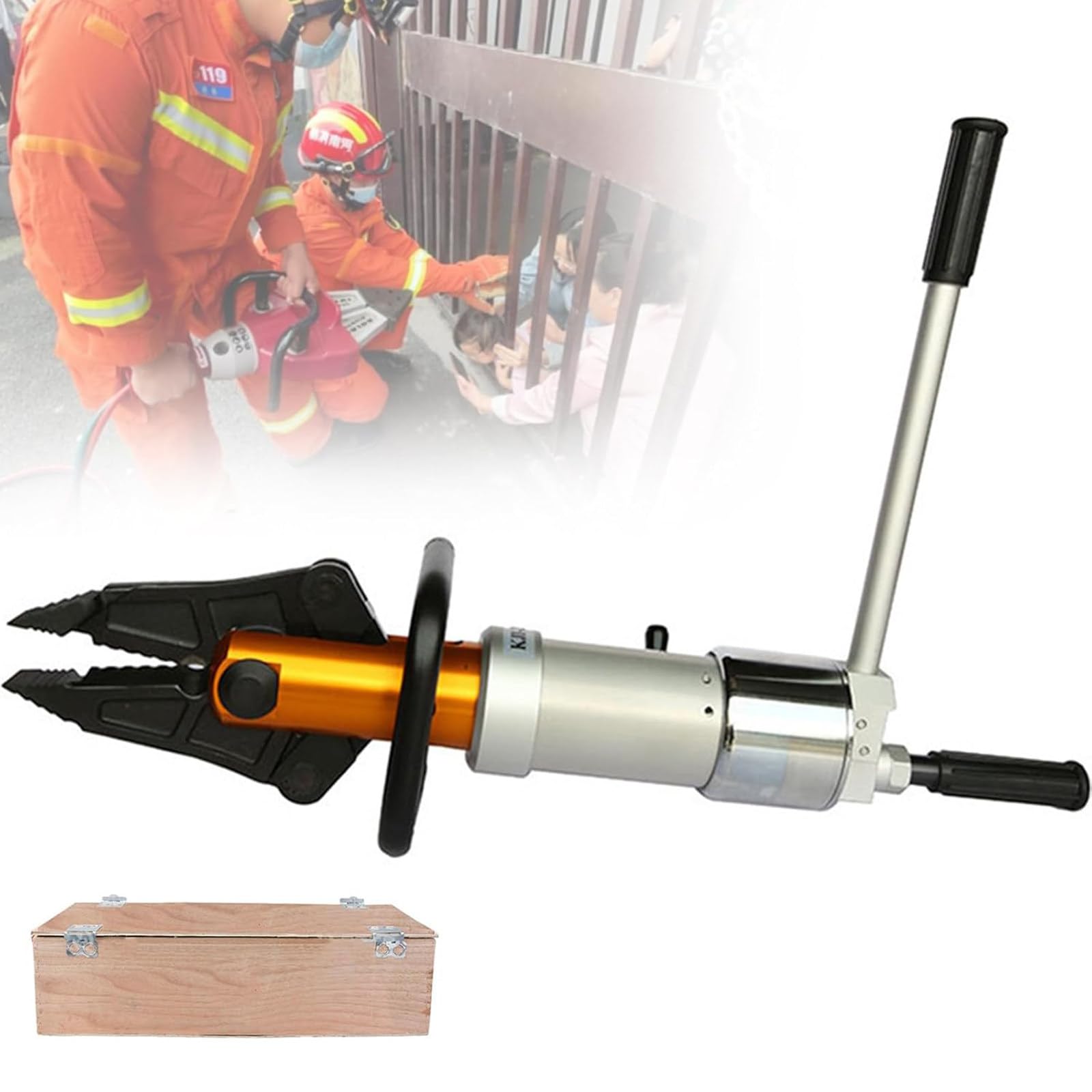 LQQYJSM Hydraulic Rescue Tool - 18t Spreader Cutter 160mm Max Opening, 63mpa Pressure, Integral Portable Hydraulic Spreader Stretching Pliers Cutter Hydraulic Expander Woodencasepacking