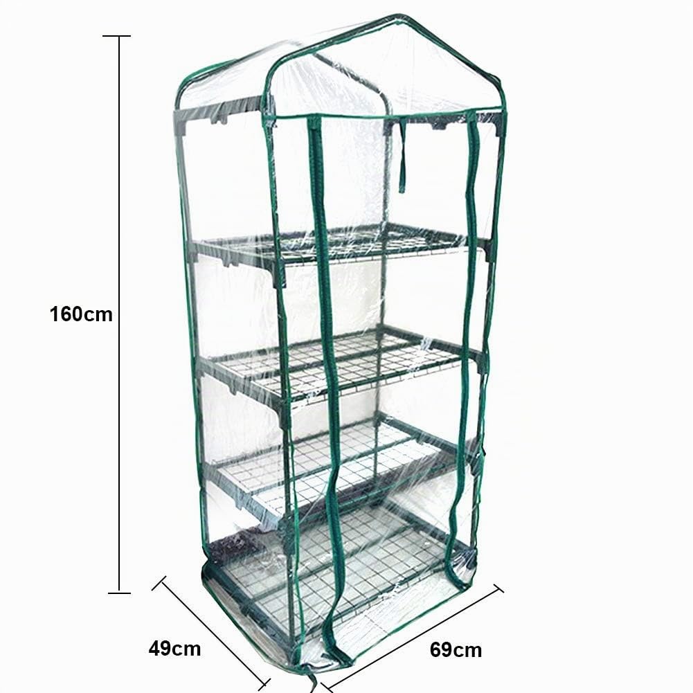 Copertura di ricambio per serra, in PVC trasparente impermeabile, per serra a 4 livelli, tenda per serra per piante e fiori da giardino e da esterni, 69 x 49 x 160 cm (solo copertura)
