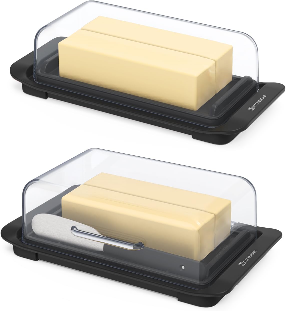 KITCHENDAO Airtight Butter Dish with Lid and Knife and Airtight Flip-Top Butter Dish with Lid and Knife