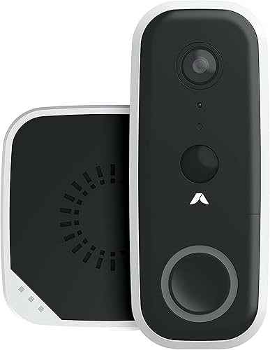 abode Timbre de video inalámbrico y timbre Cámara HD conectada Wi-Fi todo en uno resistente a la intemperie con timbre de botón pulsador, vista de