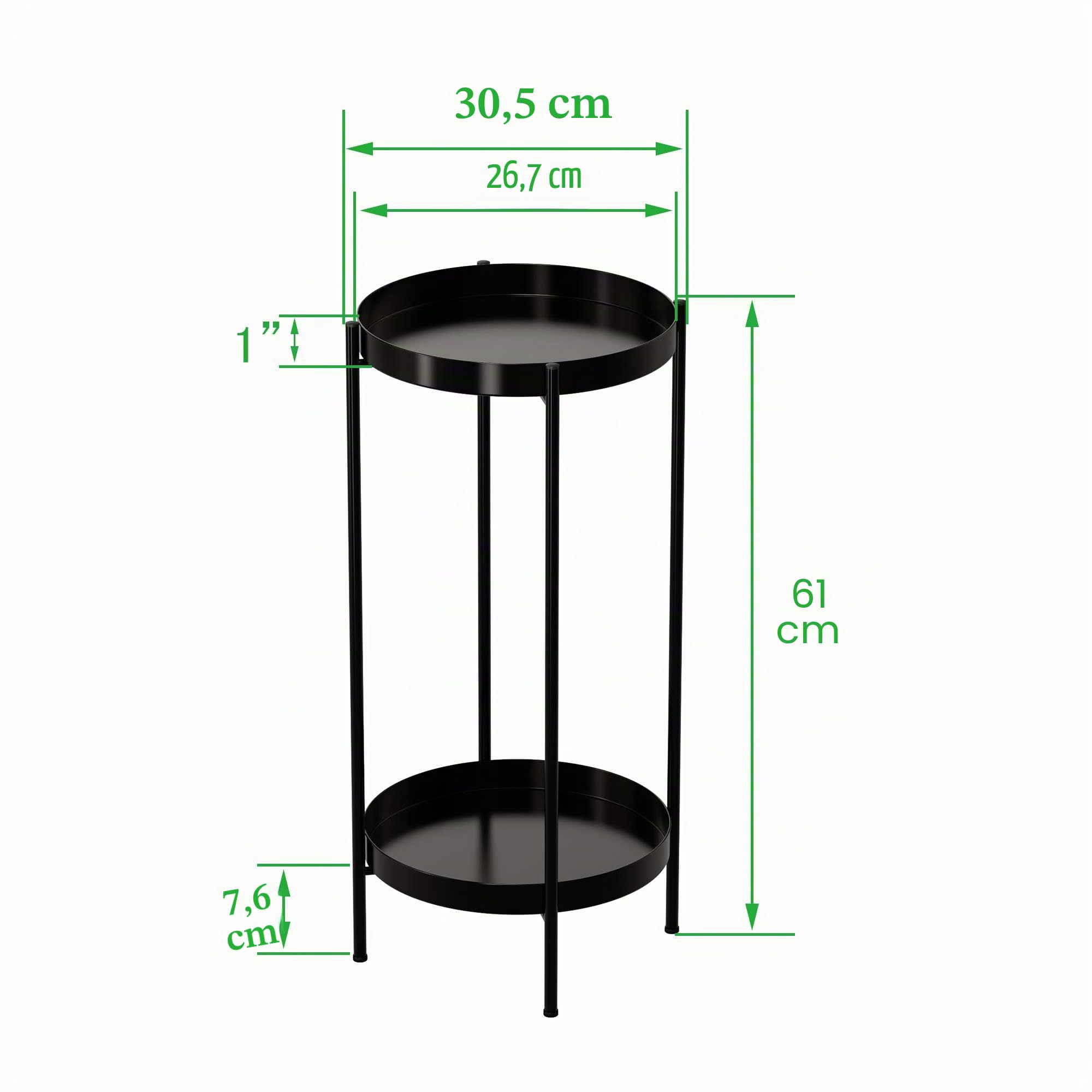 Ovicar Pflanzenständer für drinnen und draußen, Metall, Blumentopfhalter, Tisch, 2 Etagen, hoch, rostfrei, für Zuhause, Garten, Terrasse, Balkon, Büro, Wohnzimmer, Badezimmer, Ecke (Schwarz)