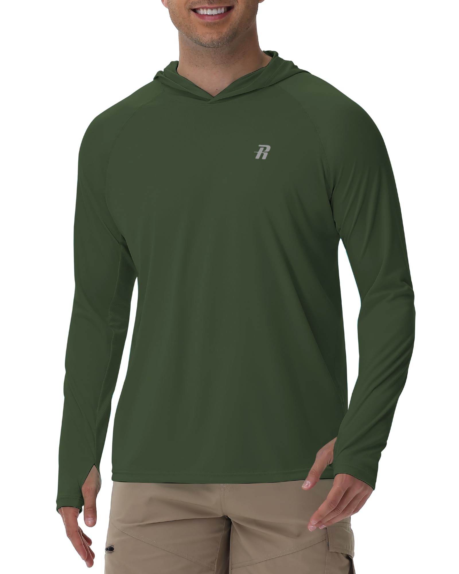 Runhit UPF 50+ Fishing Shirts for Men Long Sleeve Sun Protection Hoodie Lightweight Outdoor Workout Hiking Running Rash Guard