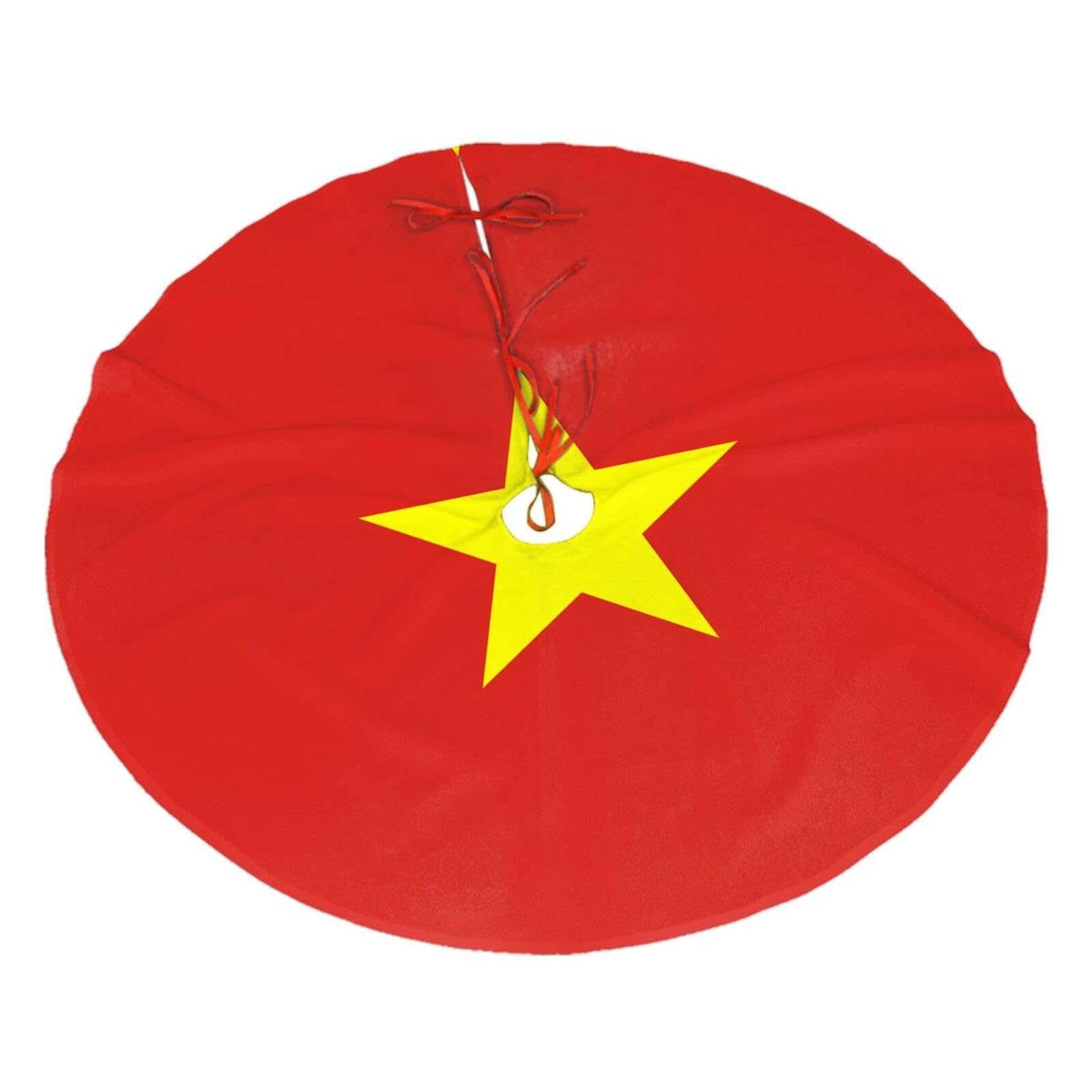 Vietnamese Flag Printed Christmas Tree Skirt Christmas Plush Tree Skirt 36 inches (about91 cm) ChristmasIndoor and Outdoor