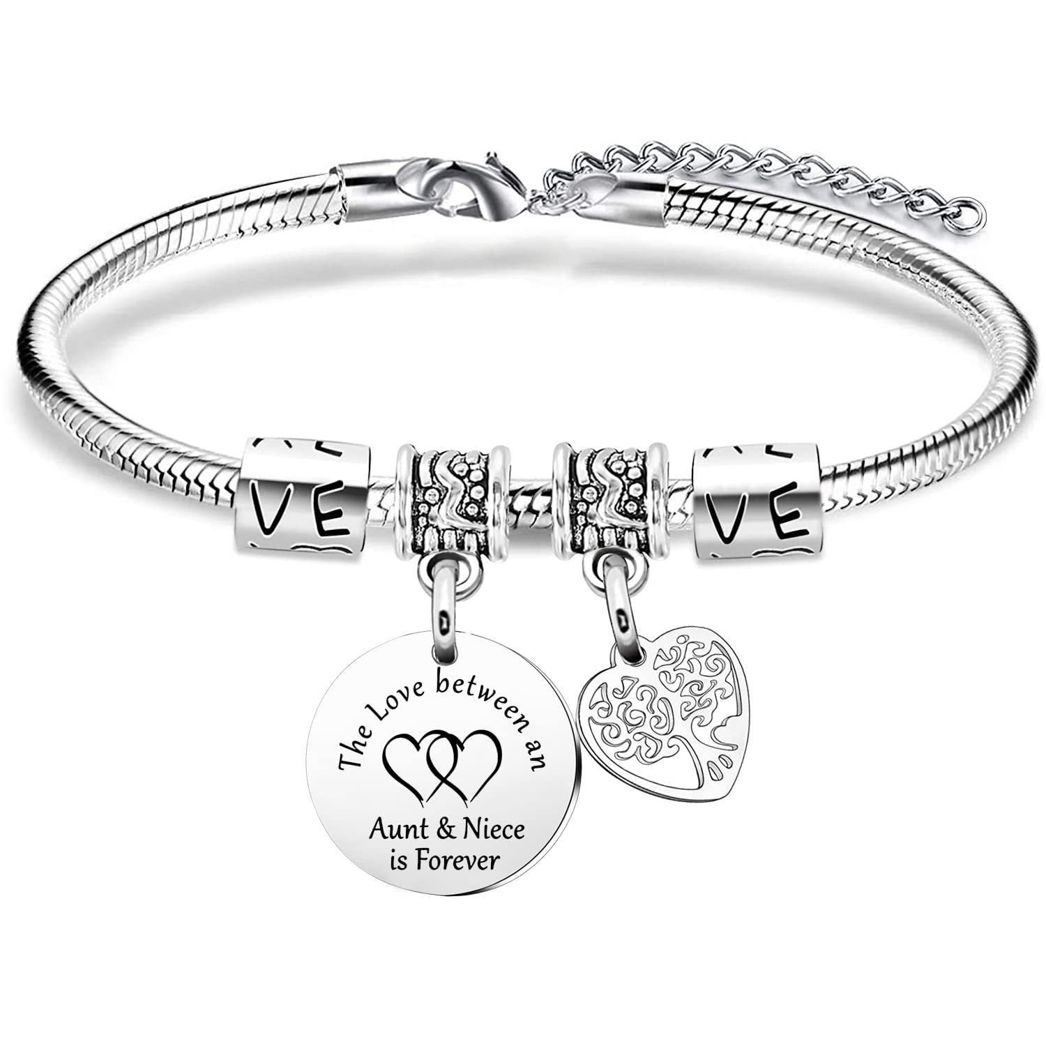 GhloyzaAunt Niece Gift Aunty Auntie Gifts Aunt Birthday Gift From Niece Graduation Christmas Gifts For Niece The Love Between An Aunt & Niece Is Forever Bracelet