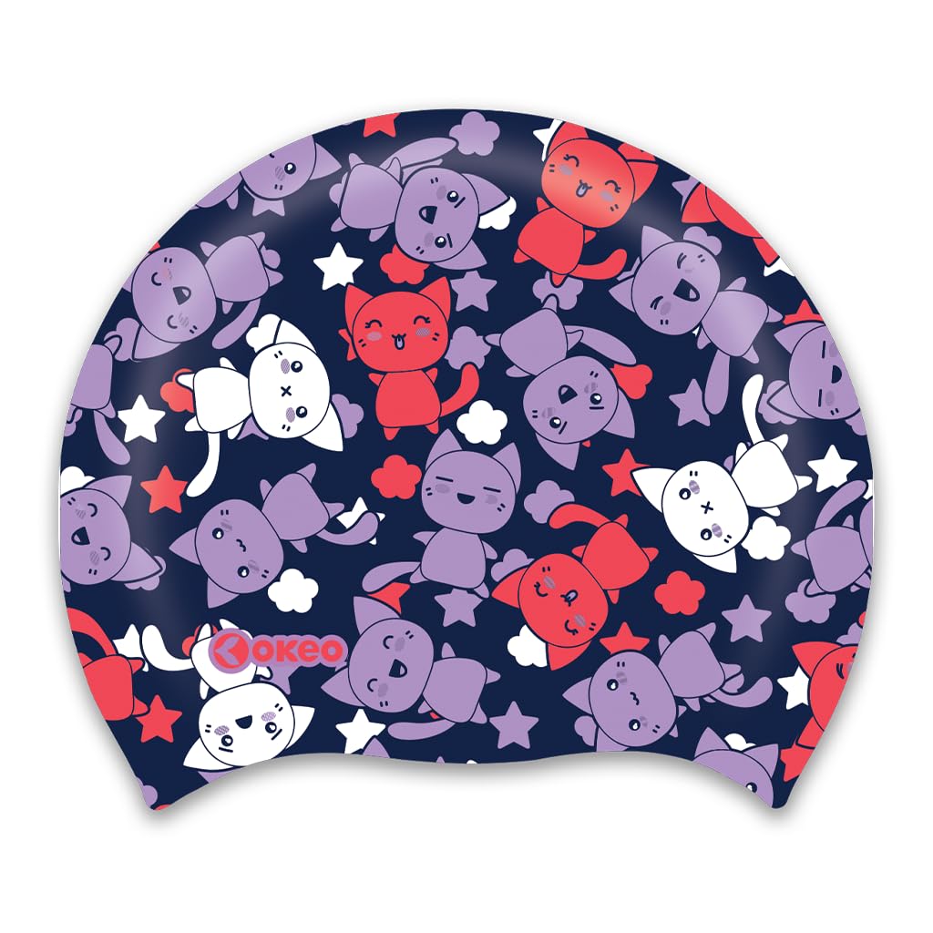 Okeo Cuffia Nuoto Silicone, Cuffia Piscina Uomo Donna, Silicone Elasticizzato Antiscivolo, Design Ergonomico Idrodinamico, Grafica Pecore, Ideale per Allenamento e Gara